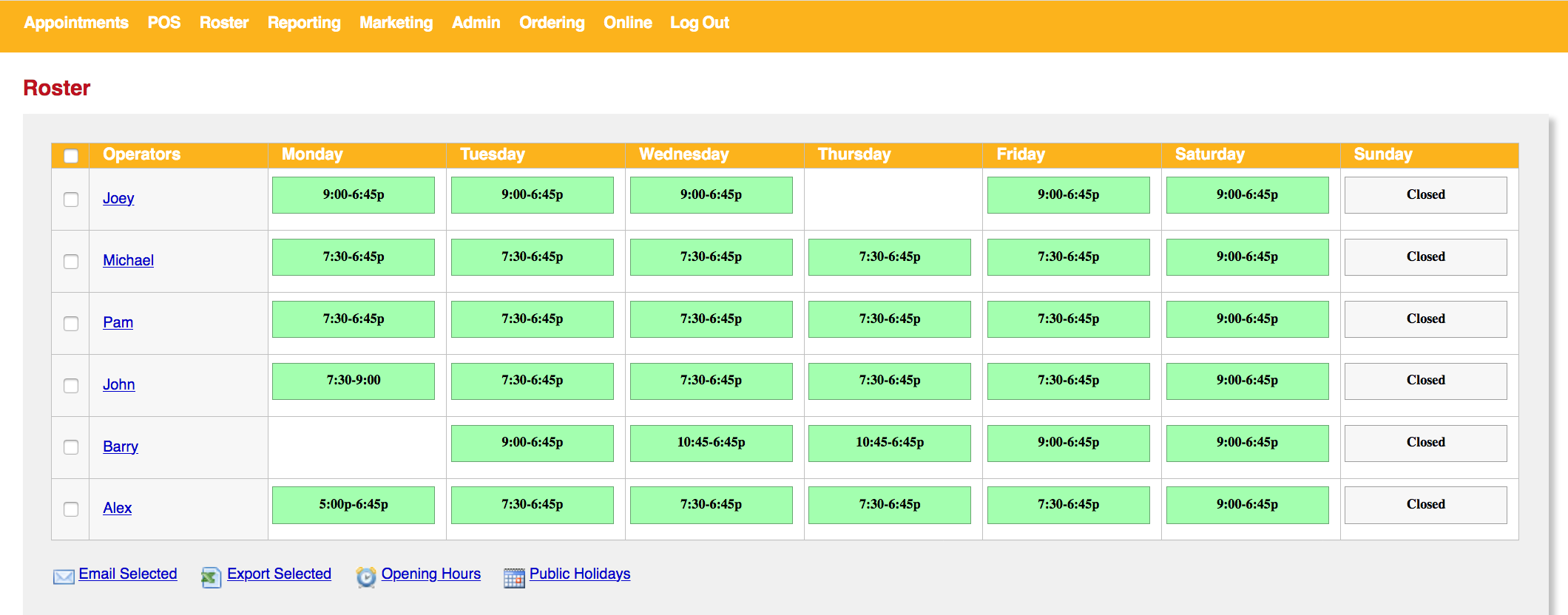 Rostering Overview – Simple Salon