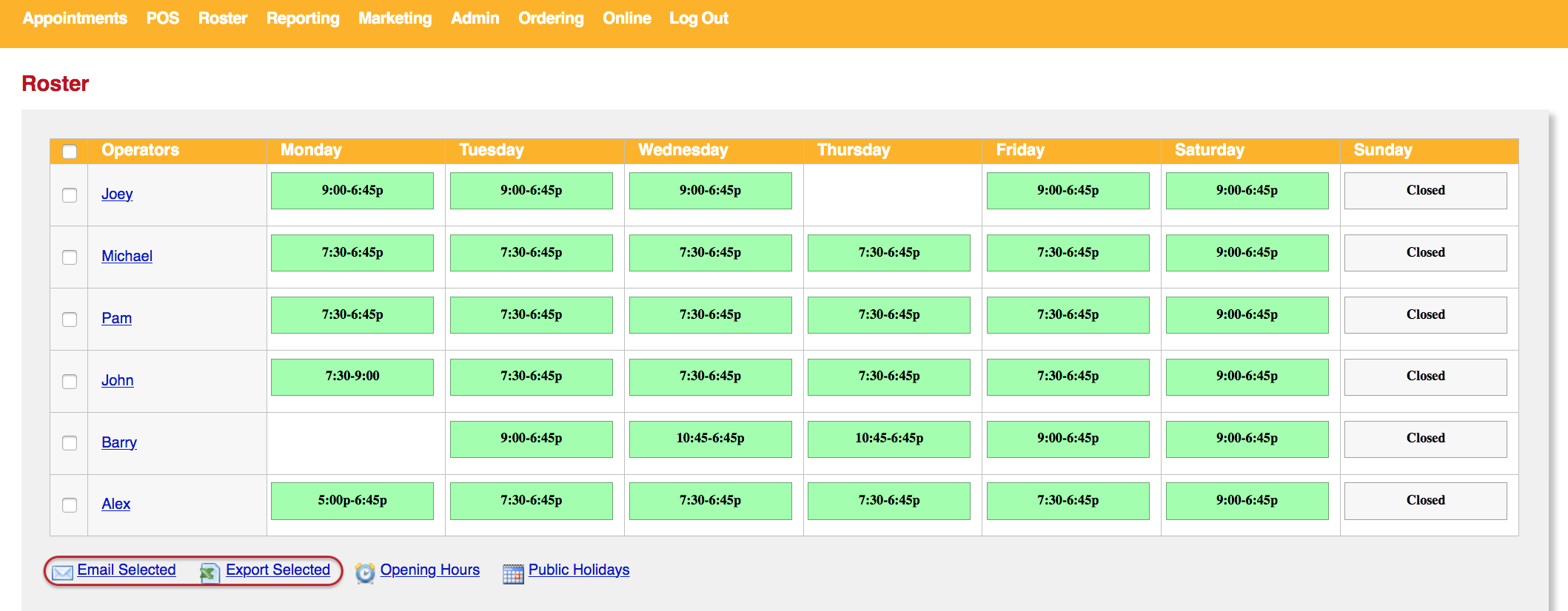 Rostering Overview – Simple Salon