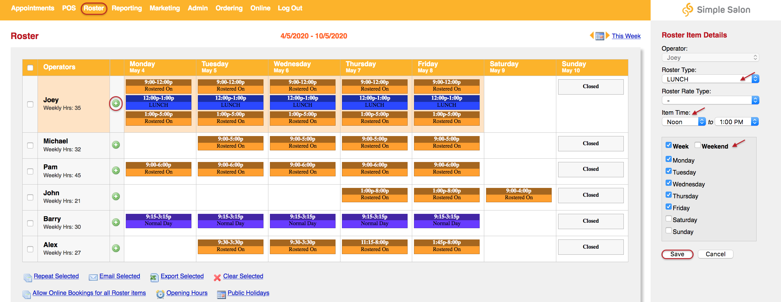 Rostering Overview – Simple Salon