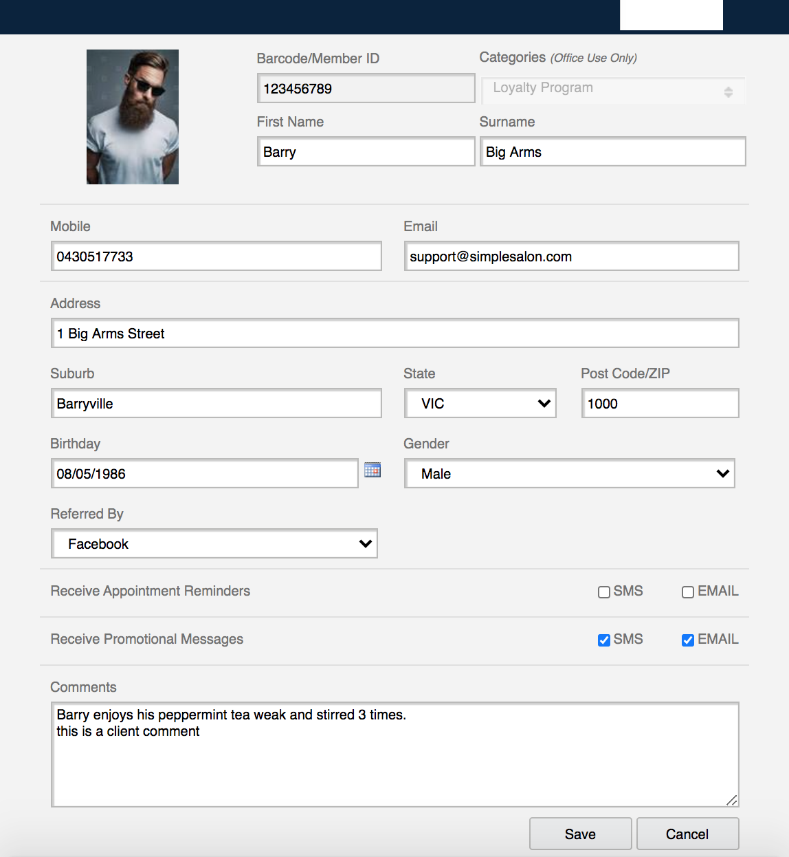 tap forms change 1st field displayed