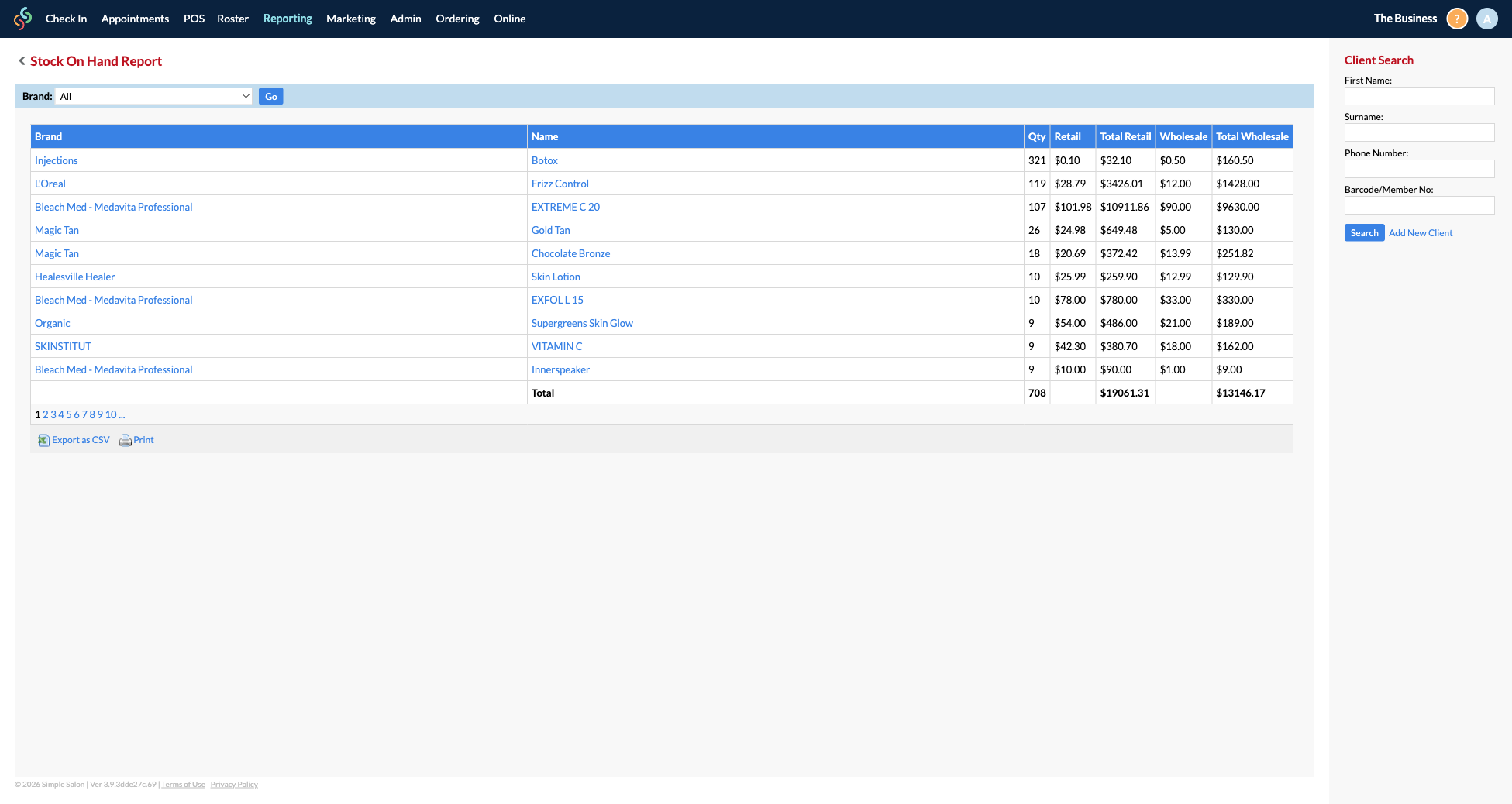 Stock On Hand Report