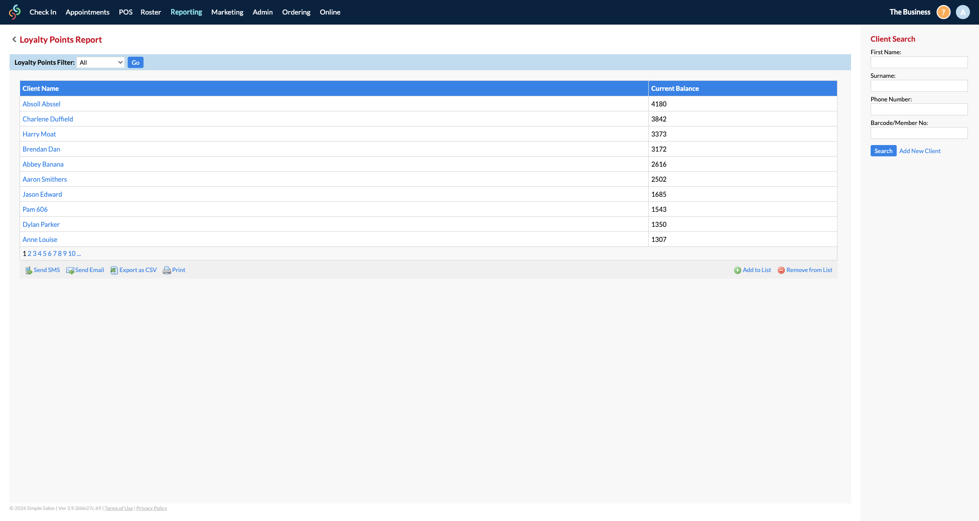 Loyalty Points Report