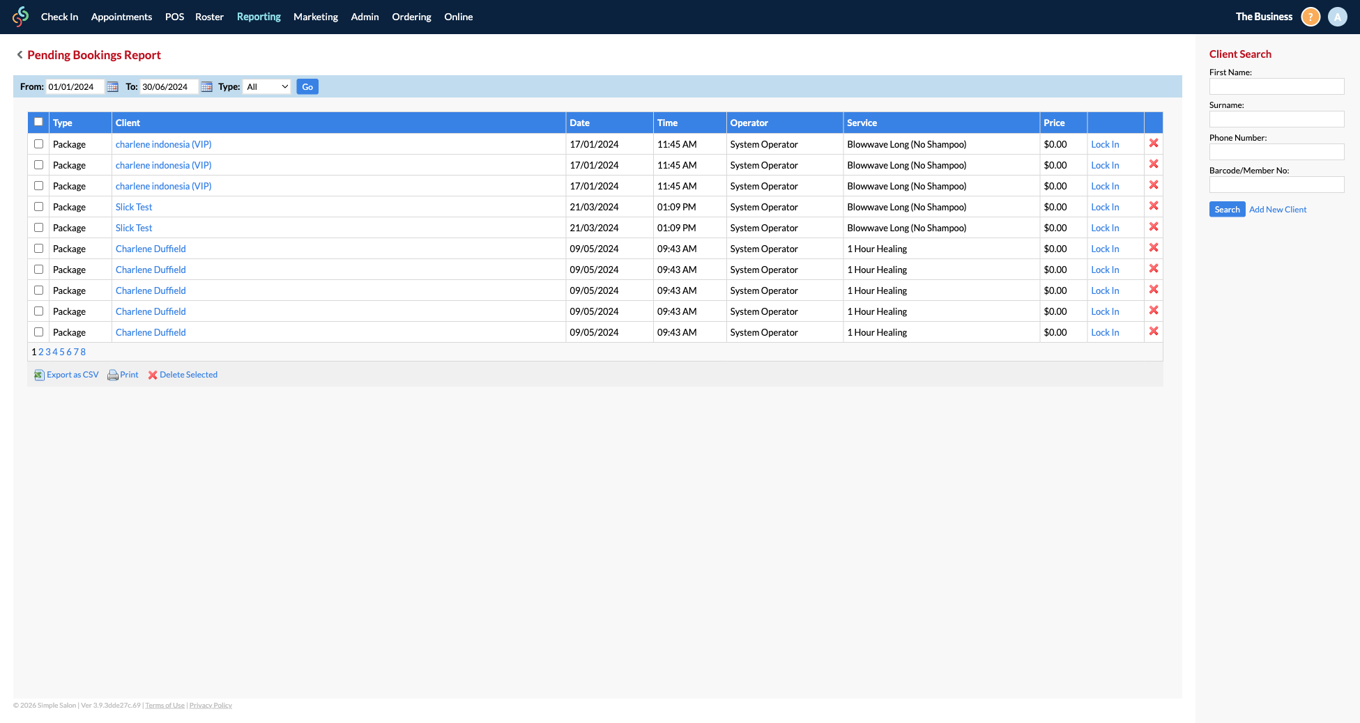 Pending Bookings Report