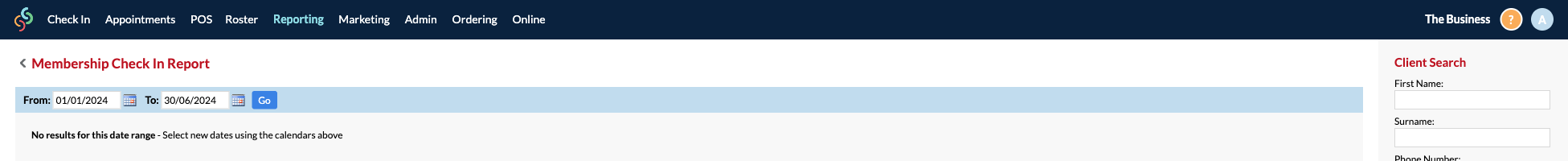 Membership Check In Report